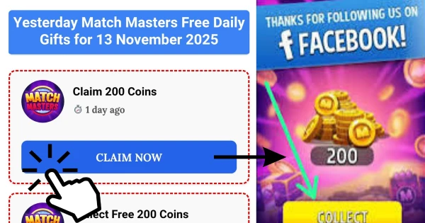 Match Masters Free Coins Daily Gift Links Claim Now Screenshot November 